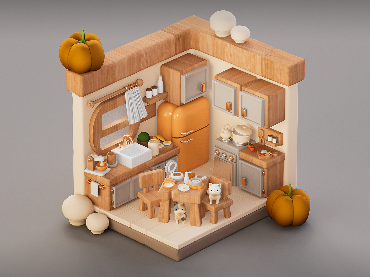 卡通风房子内饰 | C4D场景建模（图ZMzgxMDk2OTc2） - 场景 - 站酷设计师郑悦Charry原创素材 - 站酷ZCOOL