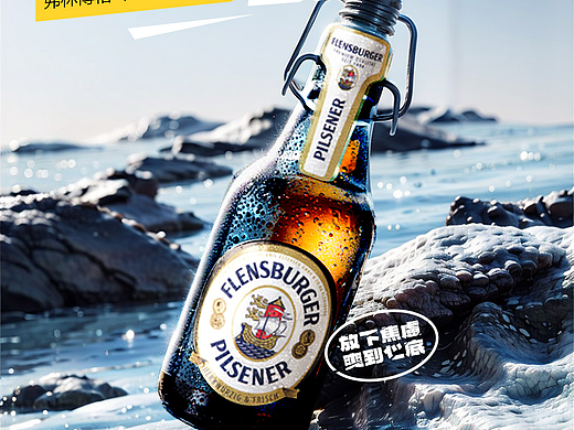 AIGC海报 波光的海面 清凉感袭来