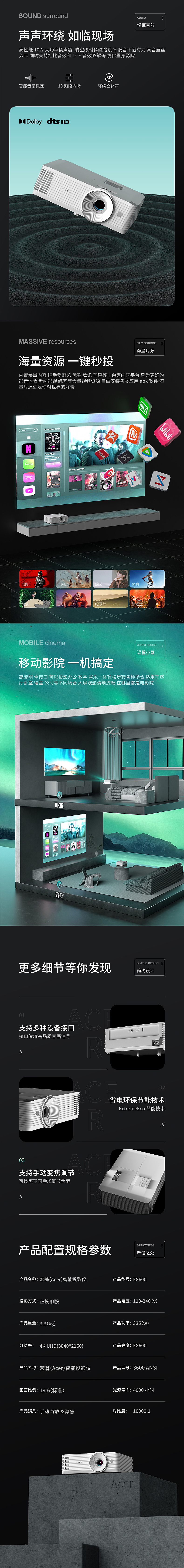 宏碁投影仪 |三维详情页设计（图ZMzgxMTE4MzI4） - 电商 - 站酷设计师Mr_佘先生原创素材 - 站酷ZCOOL