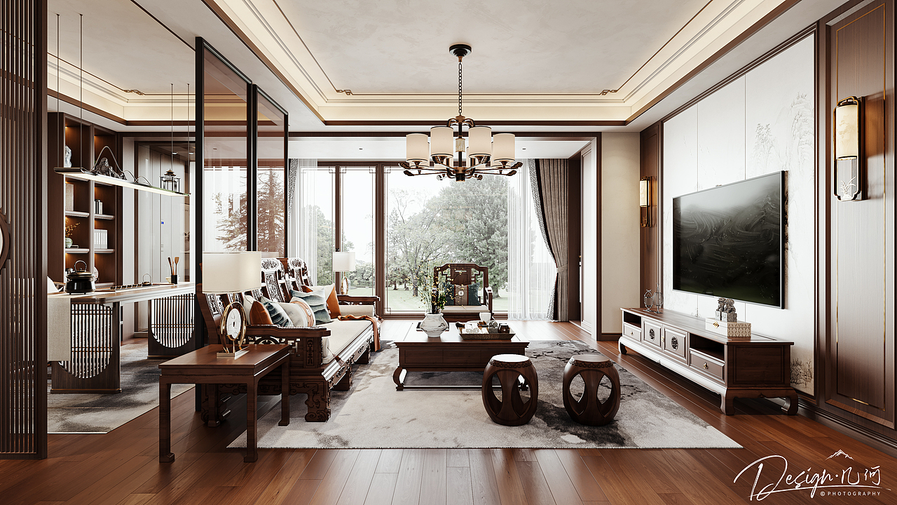几何空间视觉表现 | 置地双清湾天御中式客餐厅