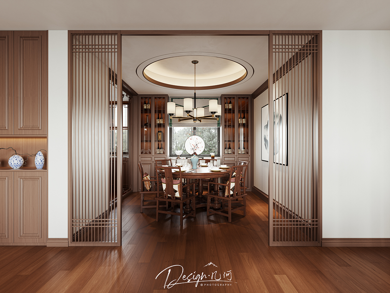 几何空间视觉表现 | 置地双清湾天御中式客餐厅