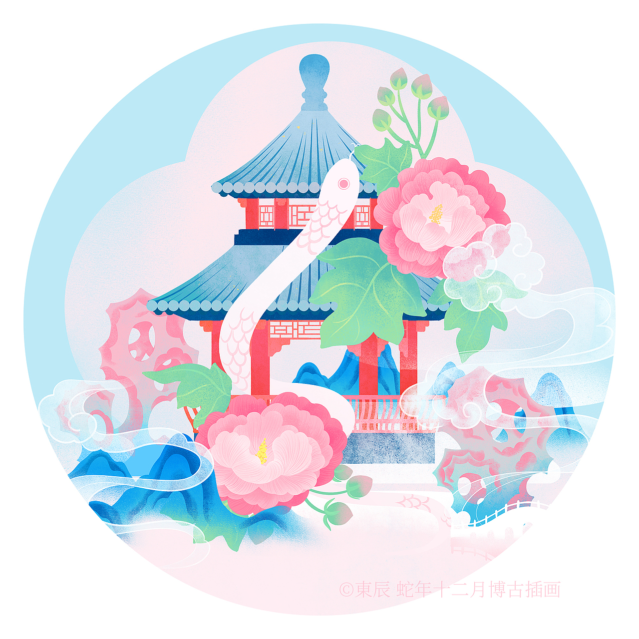 蛇年花卉博古插画系列（图ZMzgxMTgxNTE2） - 商业插画 - 站酷设计师東晨原创素材 - 站酷ZCOOL