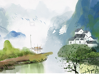 水彩乡村图