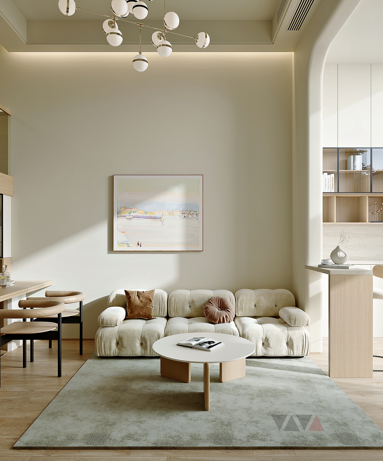 现代奶油风loft效果图