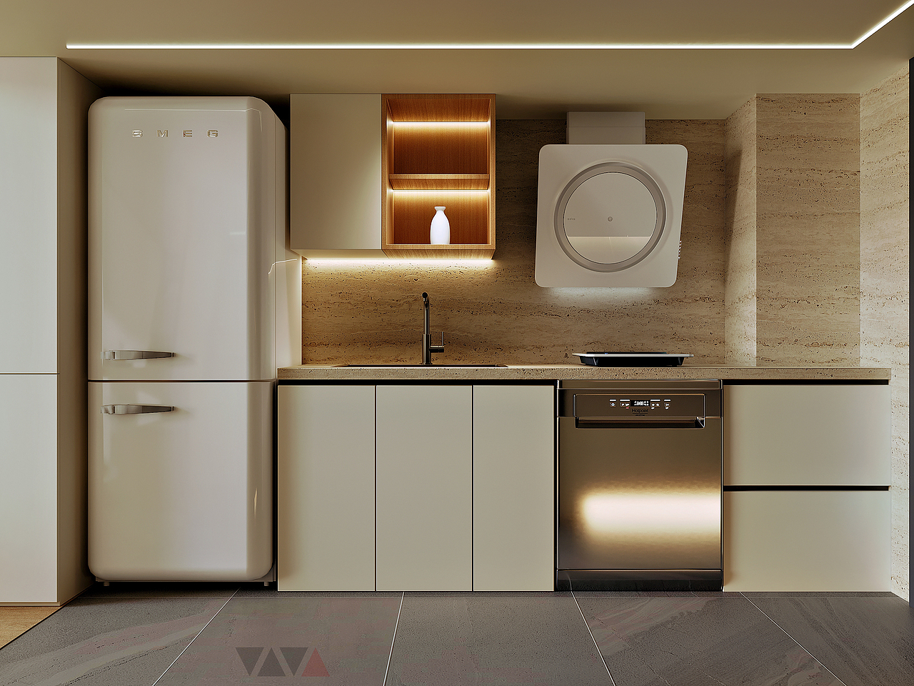 现代奶油风loft效果图