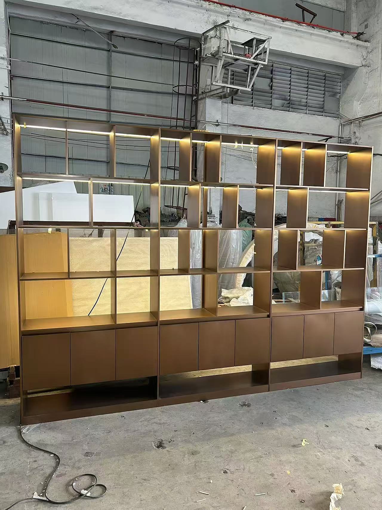 不锈钢发光玫瑰金展示柜不锈钢储物柜