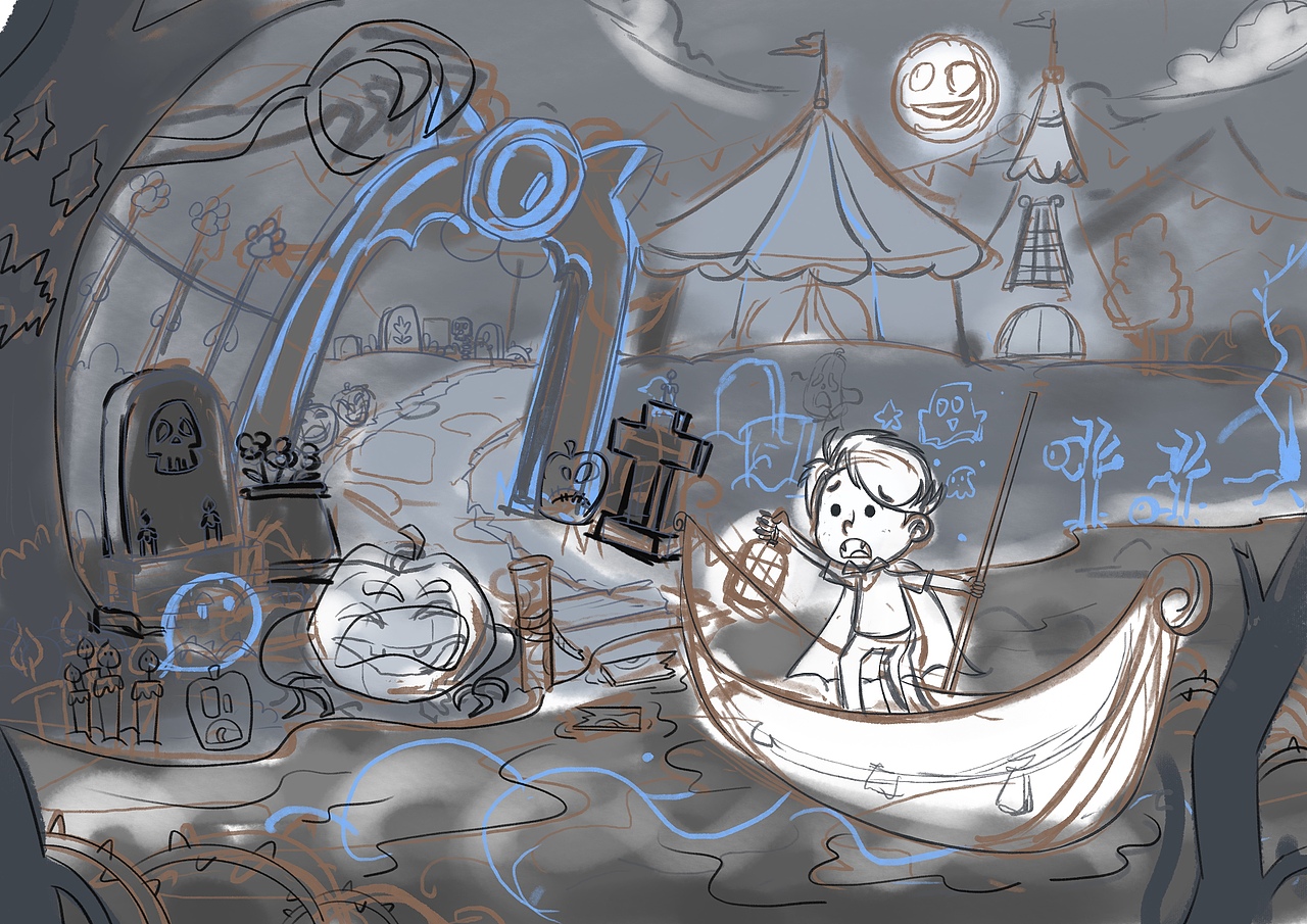 夜闯游乐园万圣节插画（图ZMzgxMjMwNDY0） - 儿童插画 - 站酷设计师想有一只猫原创素材 - 站酷ZCOOL