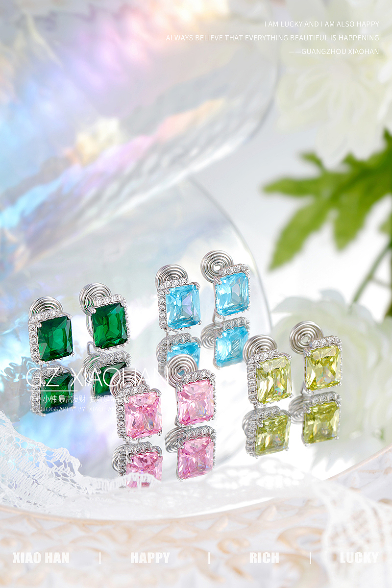 电商首饰拍摄 耳钉拍摄 首饰场景图 网红ins 彩宝