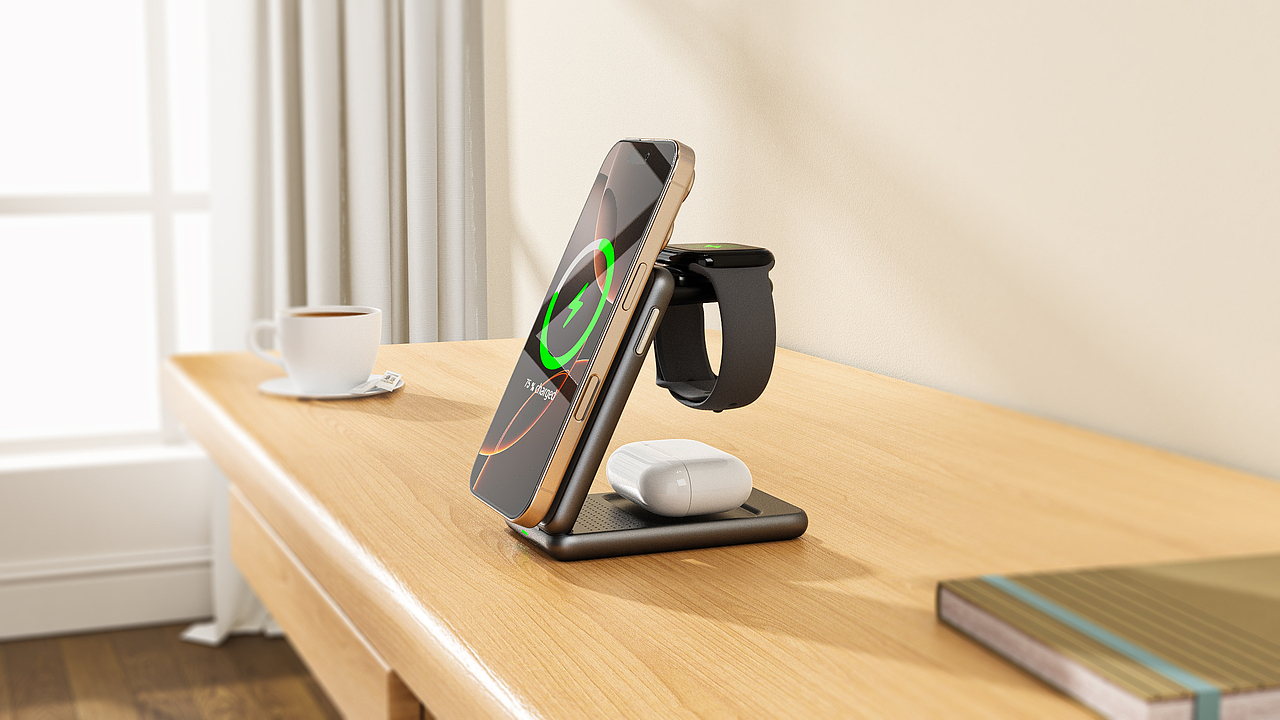 3合1无线充，产品动画渲染（图ZMzgxMjY0MTY0） - 产品 - 站酷设计师太安Taian原创素材 - 站酷ZCOOL