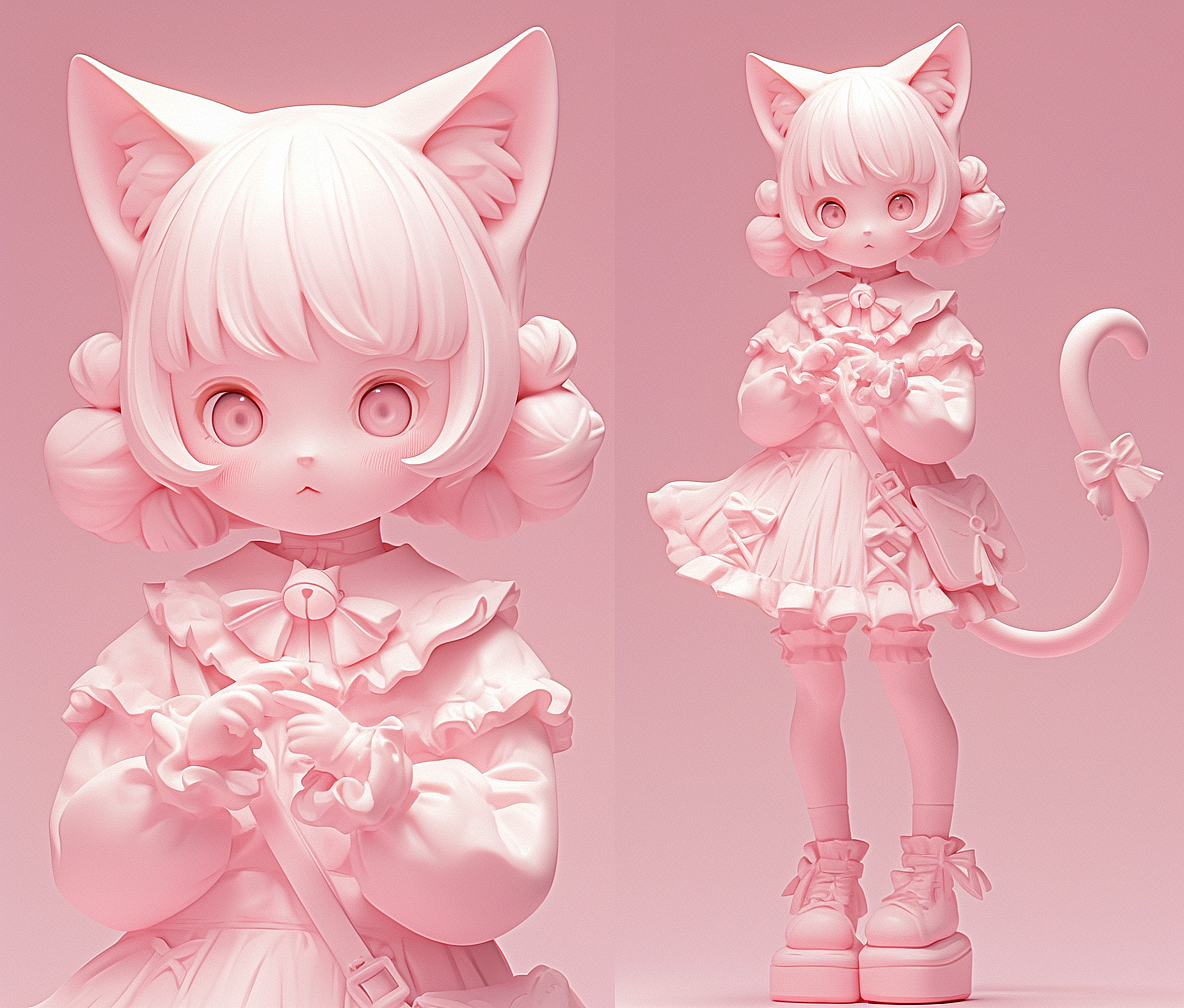 “喵”妞（圖ZMzgxMjkzODI0） - AI作品 - 站酷設計師Blue嚕嚕嚕原創(chuàng)素材 - 站酷ZCOOL