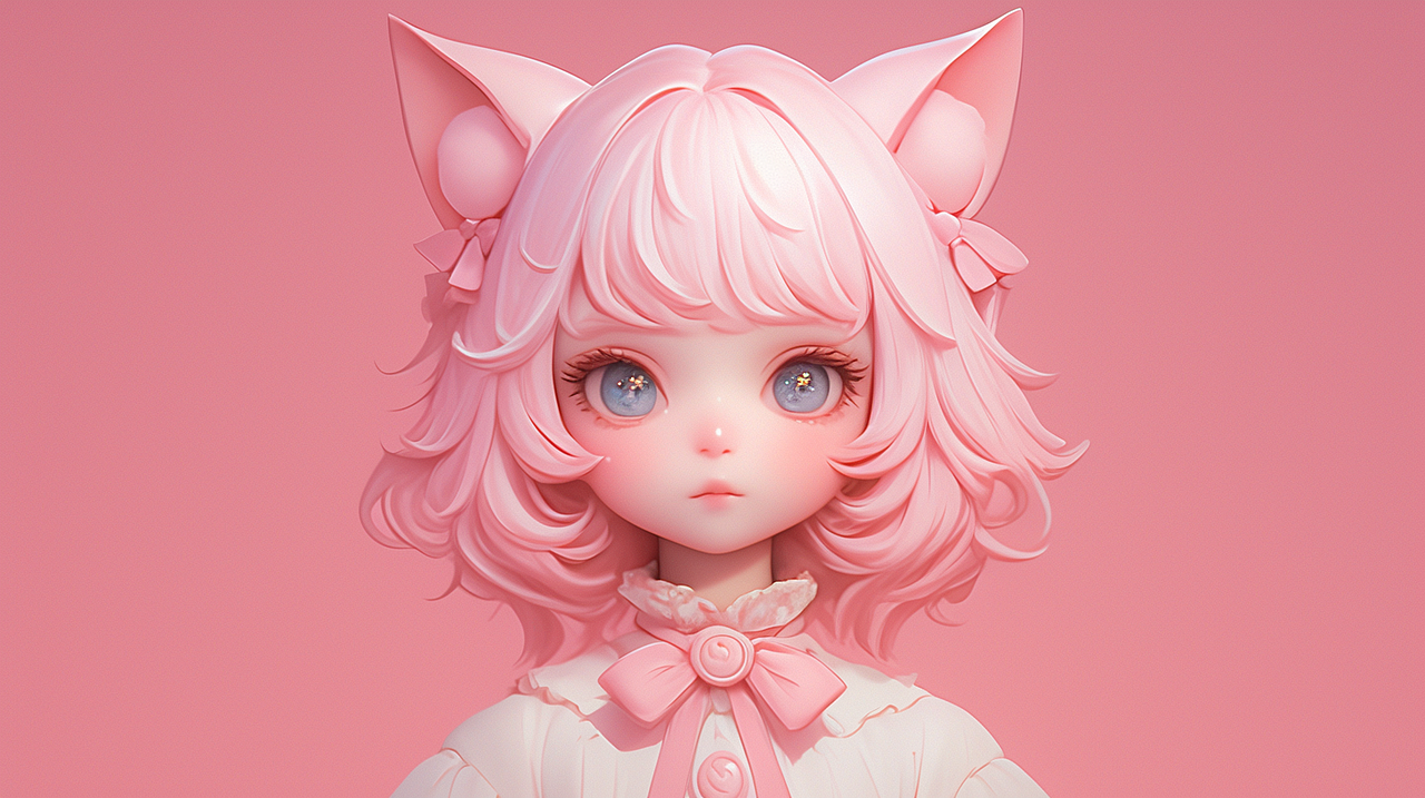 “喵”妞（圖ZMzgxMjkzODYw） - AI作品 - 站酷設計師Blue嚕嚕嚕原創(chuàng)素材 - 站酷ZCOOL