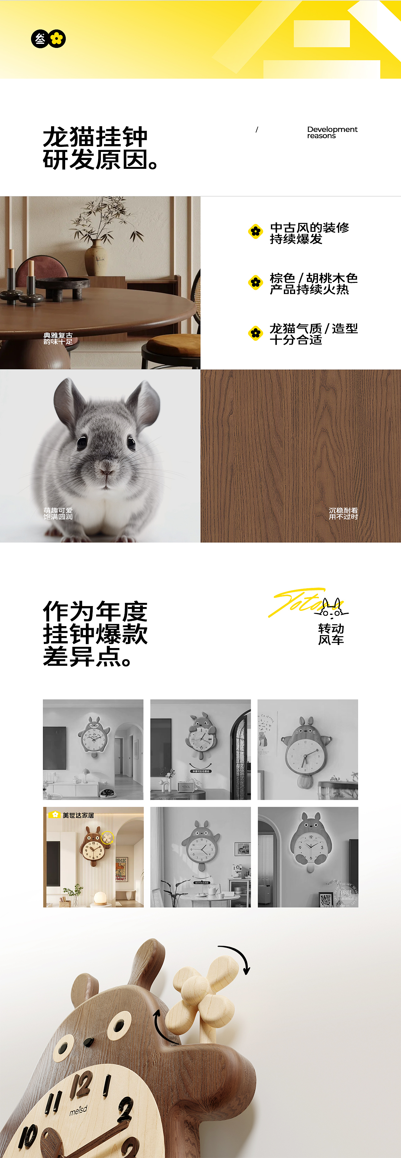 美世达2024爆款龙猫挂钟