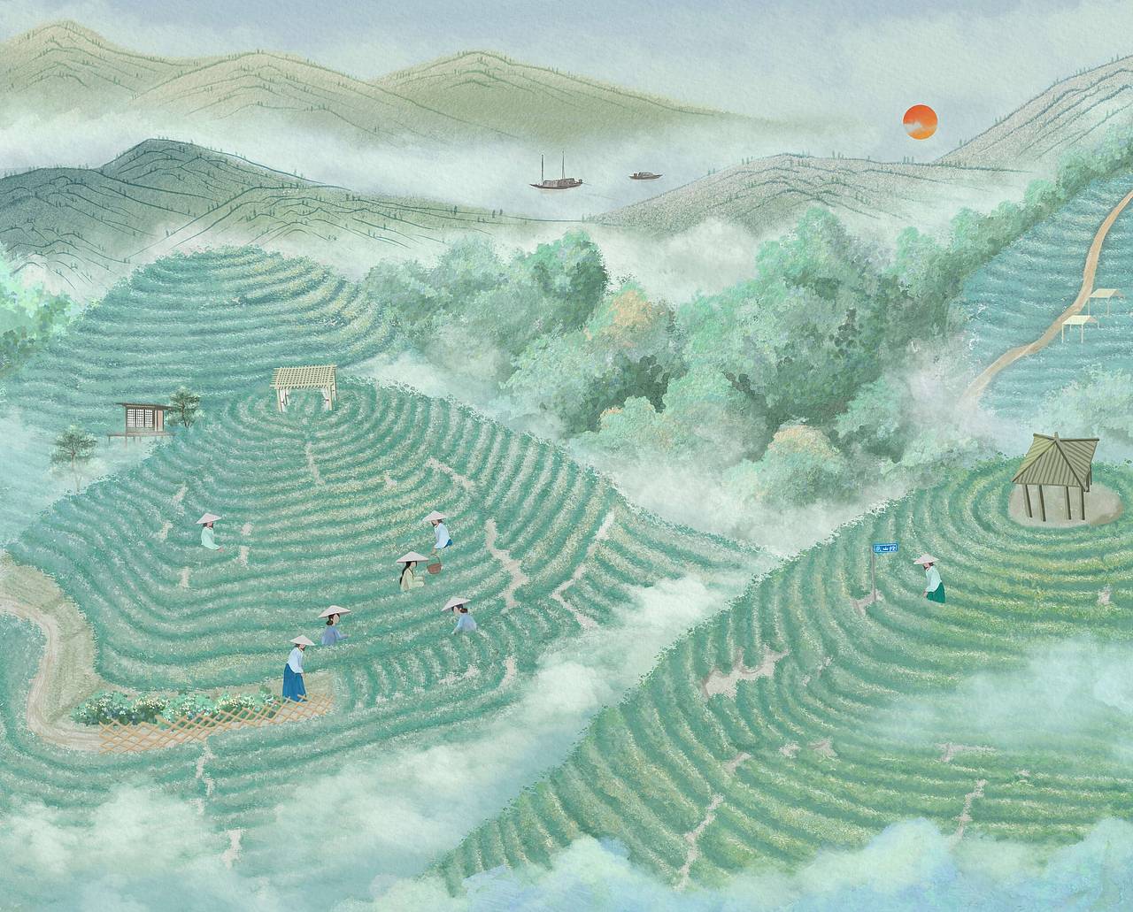 茶山三月插画