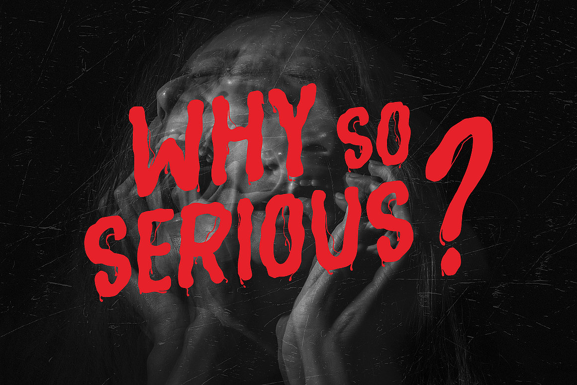 惊悚血腥恐怖万圣节时尚海报朋克封面标题装饰英文字体