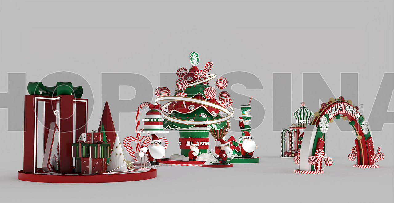 星巴克圣诞美陈效果图（图ZMzgxNDIxOTEy） - 其他三维 - 站酷设计师信田光原创素材 - 站酷ZCOOL