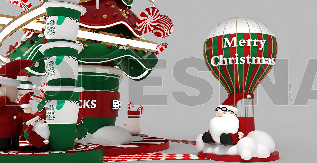 星巴克圣诞美陈效果图（图ZMzgxNDIxOTQ4） - 其他三维 - 站酷设计师信田光原创素材 - 站酷ZCOOL
