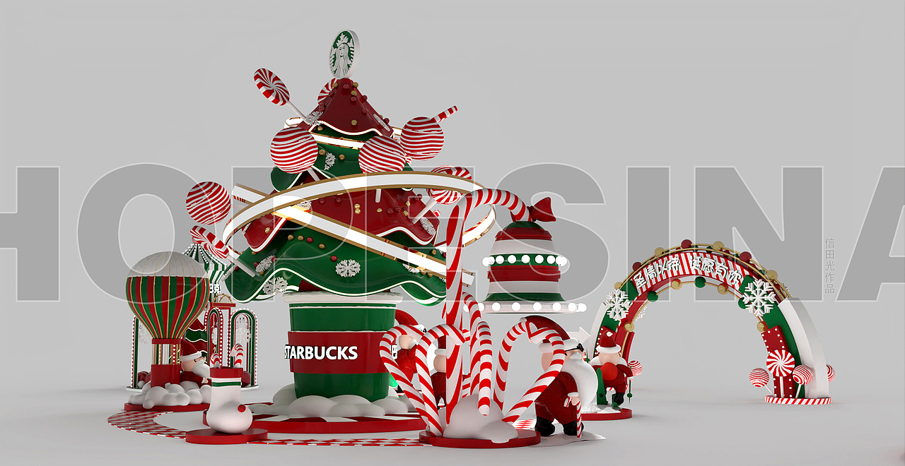 星巴克圣诞美陈效果图（图ZMzgxNDIxOTIw） - 其他三维 - 站酷设计师信田光原创素材 - 站酷ZCOOL