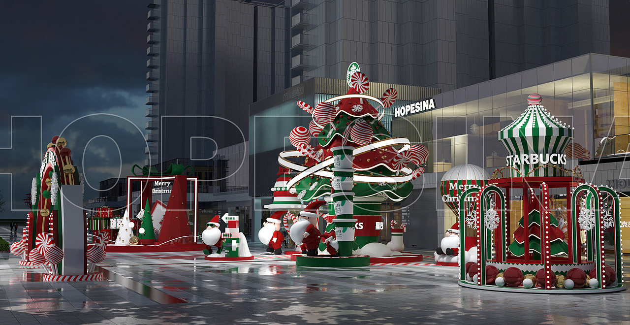 星巴克圣诞美陈效果图（图ZMzgxNDIxOTk2） - 其他三维 - 站酷设计师信田光原创素材 - 站酷ZCOOL