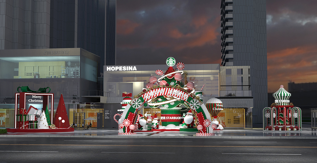 星巴克圣诞美陈效果图（图ZMzgxNDIxOTky） - 其他三维 - 站酷设计师信田光原创素材 - 站酷ZCOOL