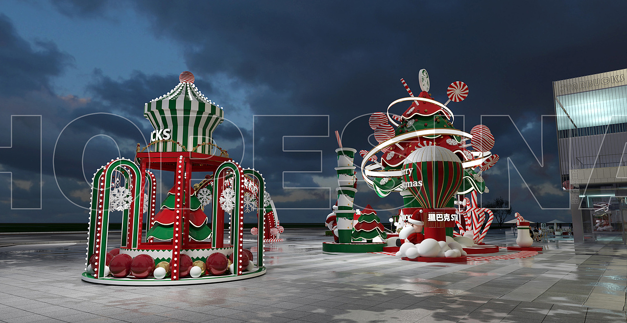 星巴克圣诞美陈效果图（图ZMzgxNDIyMDA0） - 其他三维 - 站酷设计师信田光原创素材 - 站酷ZCOOL