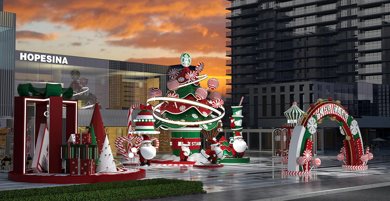 星巴克圣诞美陈效果图（图ZMzgxNDIyMDAw） - 其他三维 - 站酷设计师信田光原创素材 - 站酷ZCOOL
