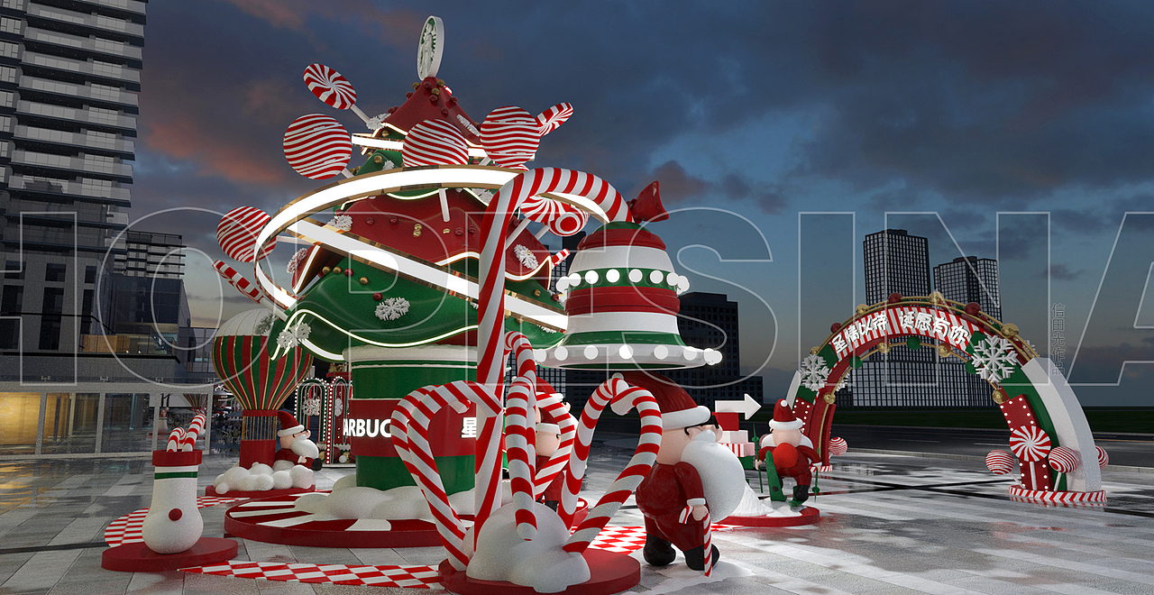 星巴克圣诞美陈效果图（图ZMzgxNDIyMDA4） - 其他三维 - 站酷设计师信田光原创素材 - 站酷ZCOOL