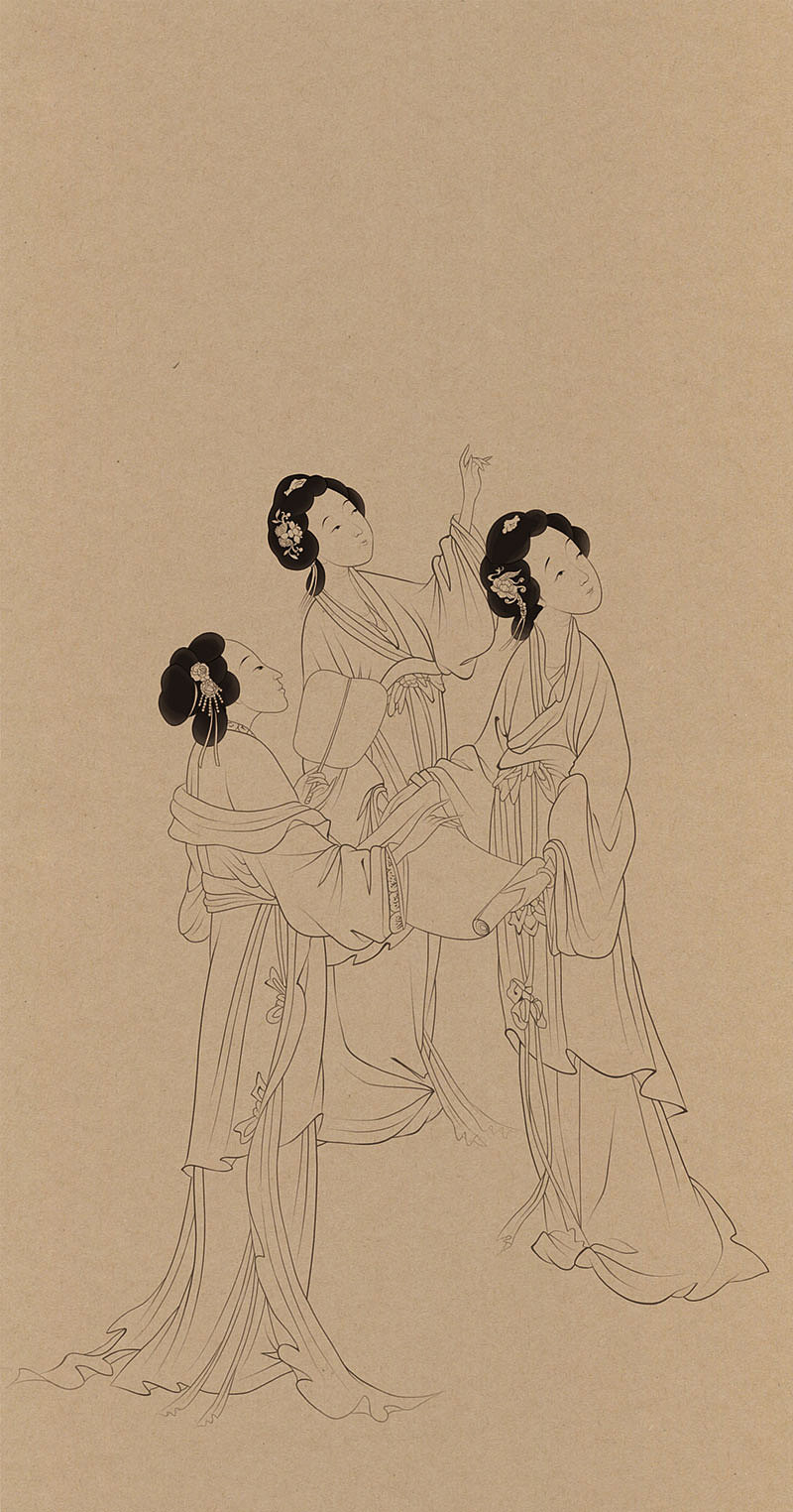 工笔画仕女图《闺中姐妹》（图ZMzgxNDUyNzE2） - 绘画 - 站酷设计师创e派原创素材 - 站酷ZCOOL