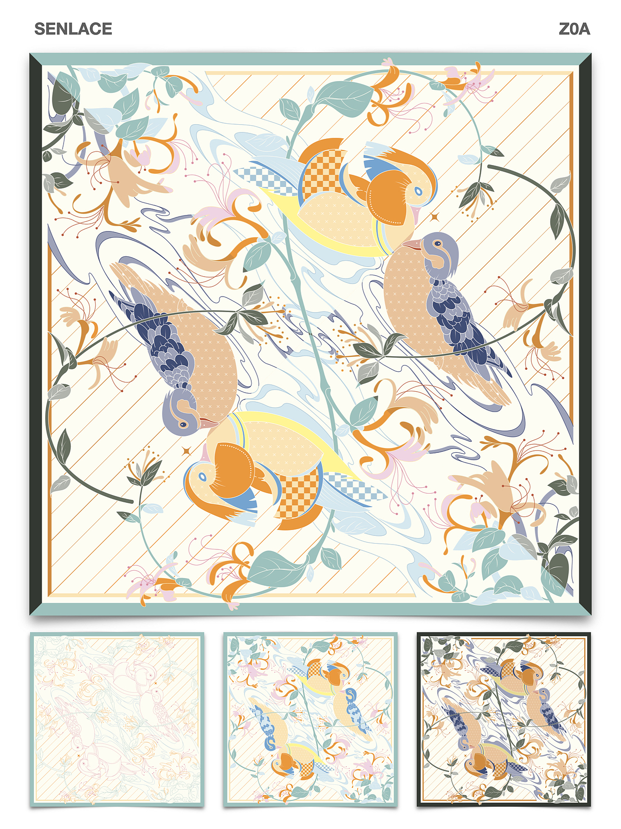 z0a｜原创二十四节气丝巾（图ZMzgxNTQ1MjU2） - 商业插画 - 站酷设计师z0a_原创素材 - 站酷ZCOOL