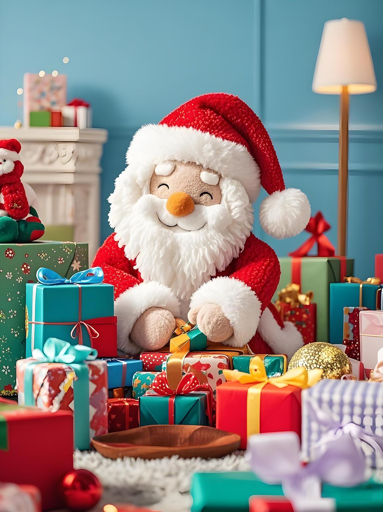 毛绒圣诞老人来了，太可爱啦！