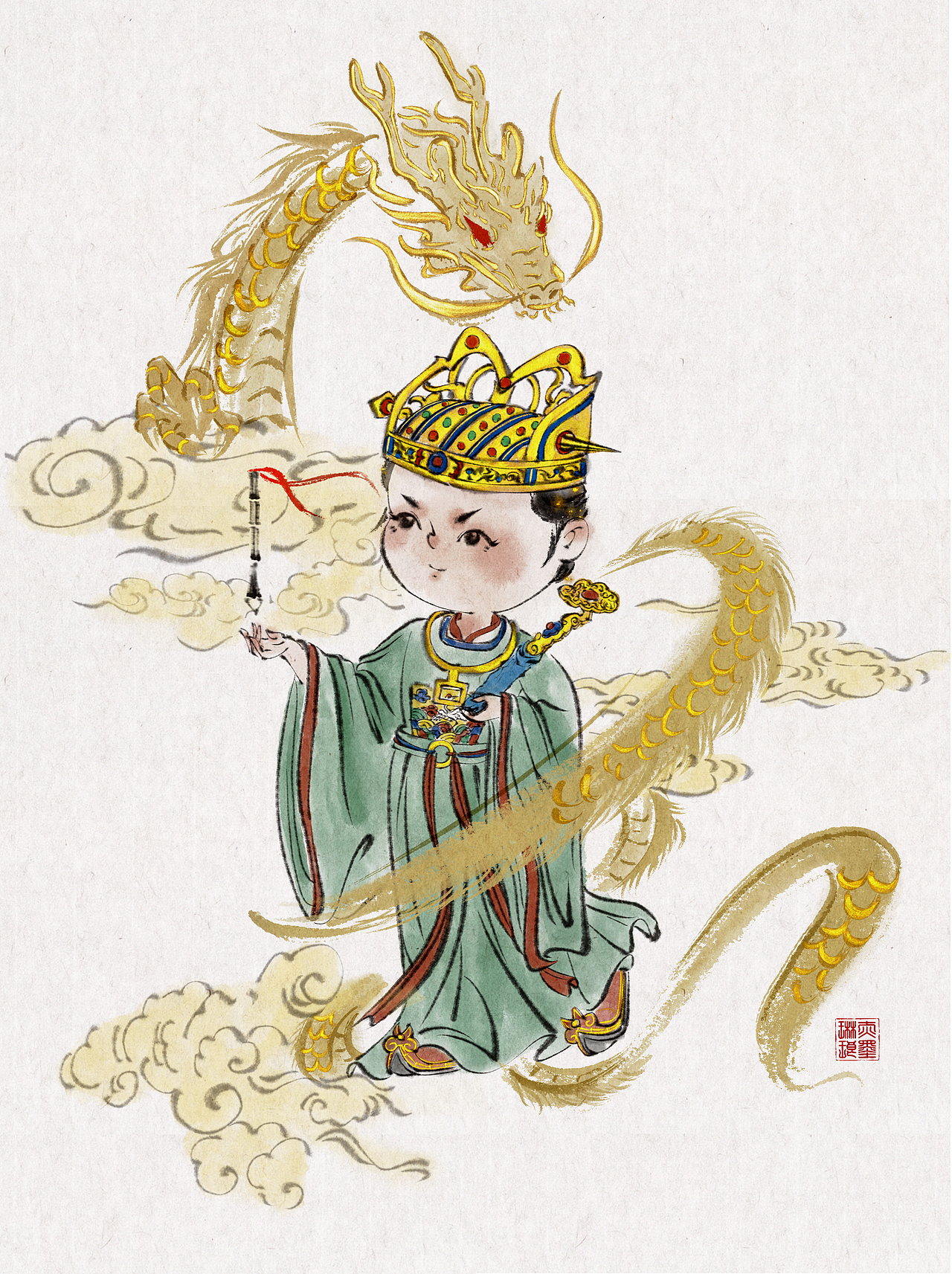 福禄寿喜财五福临门啦~（图ZMzgxNzI1NDYw） - 儿童插画 - 站酷设计师赤墨琳琅原创素材 - 站酷ZCOOL