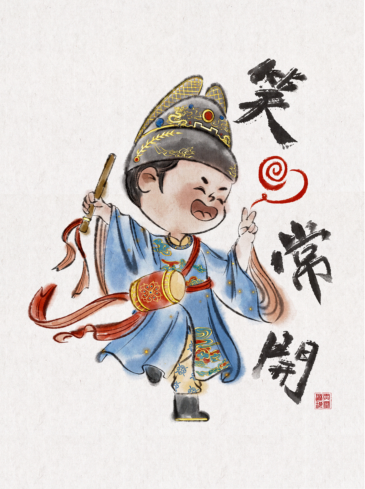 福禄寿喜财五福临门啦~（图ZMzgxNzI1NDY4） - 儿童插画 - 站酷设计师赤墨琳琅原创素材 - 站酷ZCOOL