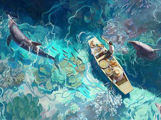 夏天，乘着小船出游