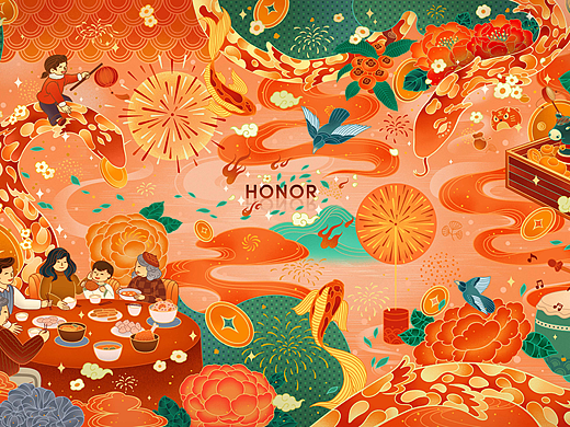 荣耀蛇年，阖家团圆 HONOR主视觉设计