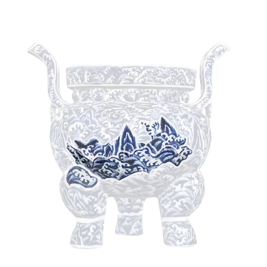 ae动效 南博文物 明永乐•青花寿山福海纹 香炉