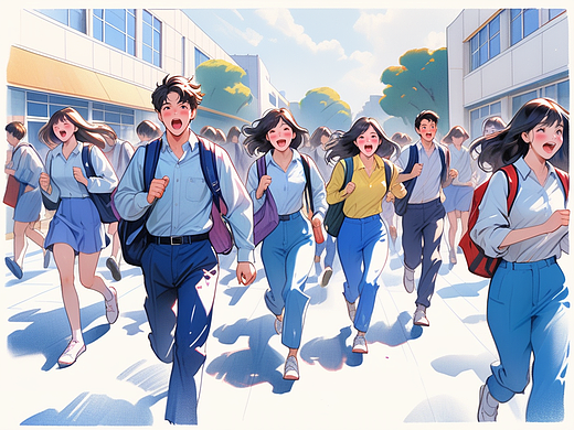 放学回家的学生们