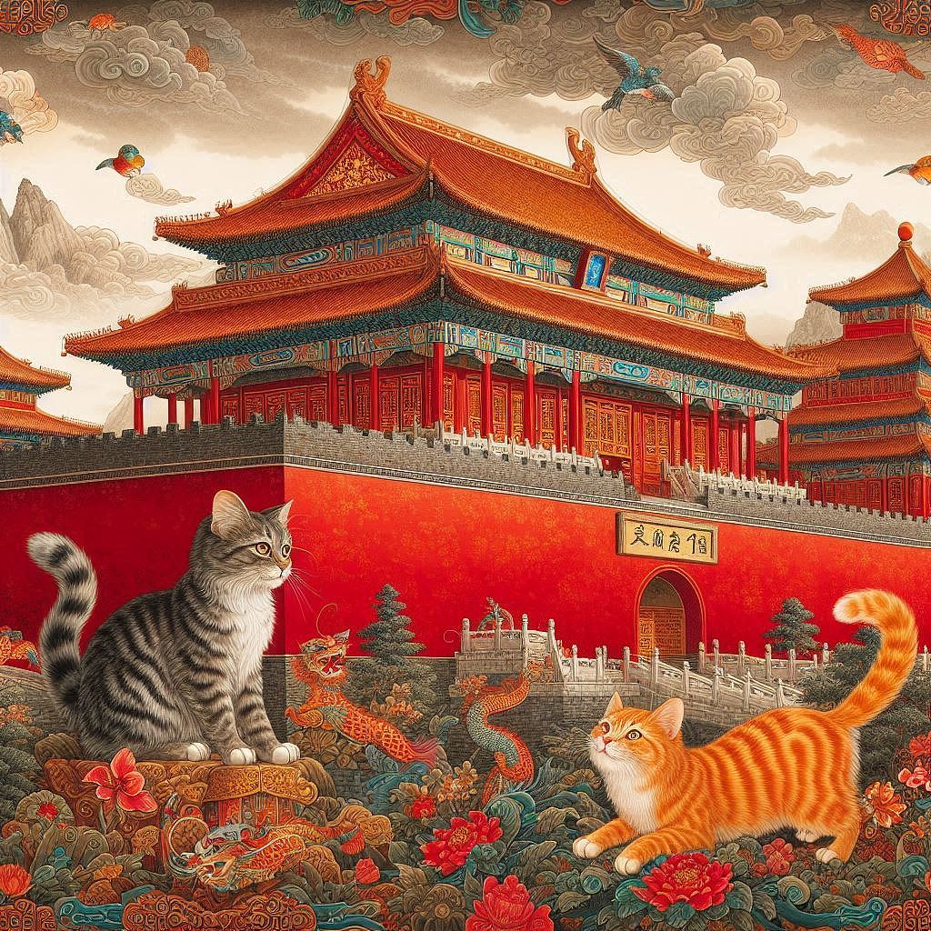 AI作品 《猫咪与宫殿》