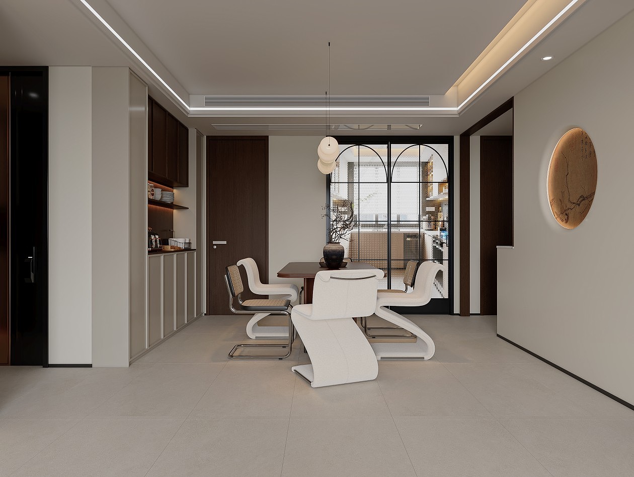 现代新中式客餐厅效果图表现