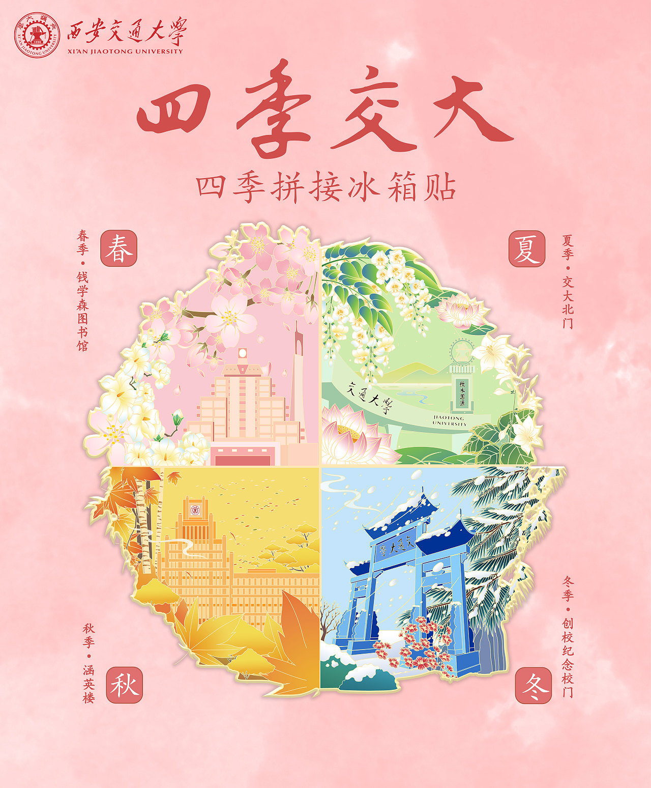校园文创-《冰箱贴-四季交大》
