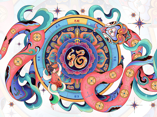 2025蛇年插画/文创礼盒包装插画/商业插画