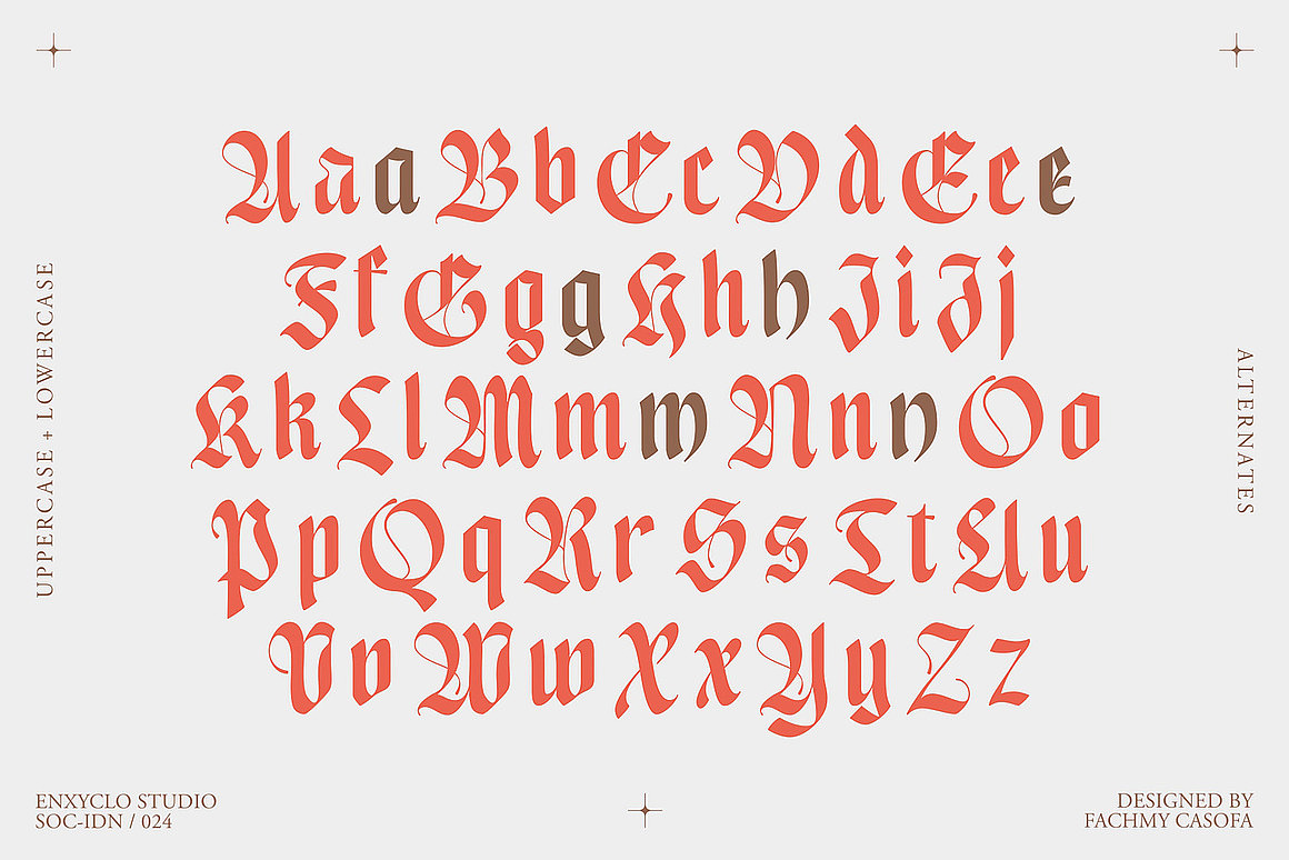 中世纪复古神秘哥特暗黑金属摇滚海报封面标题英文字体