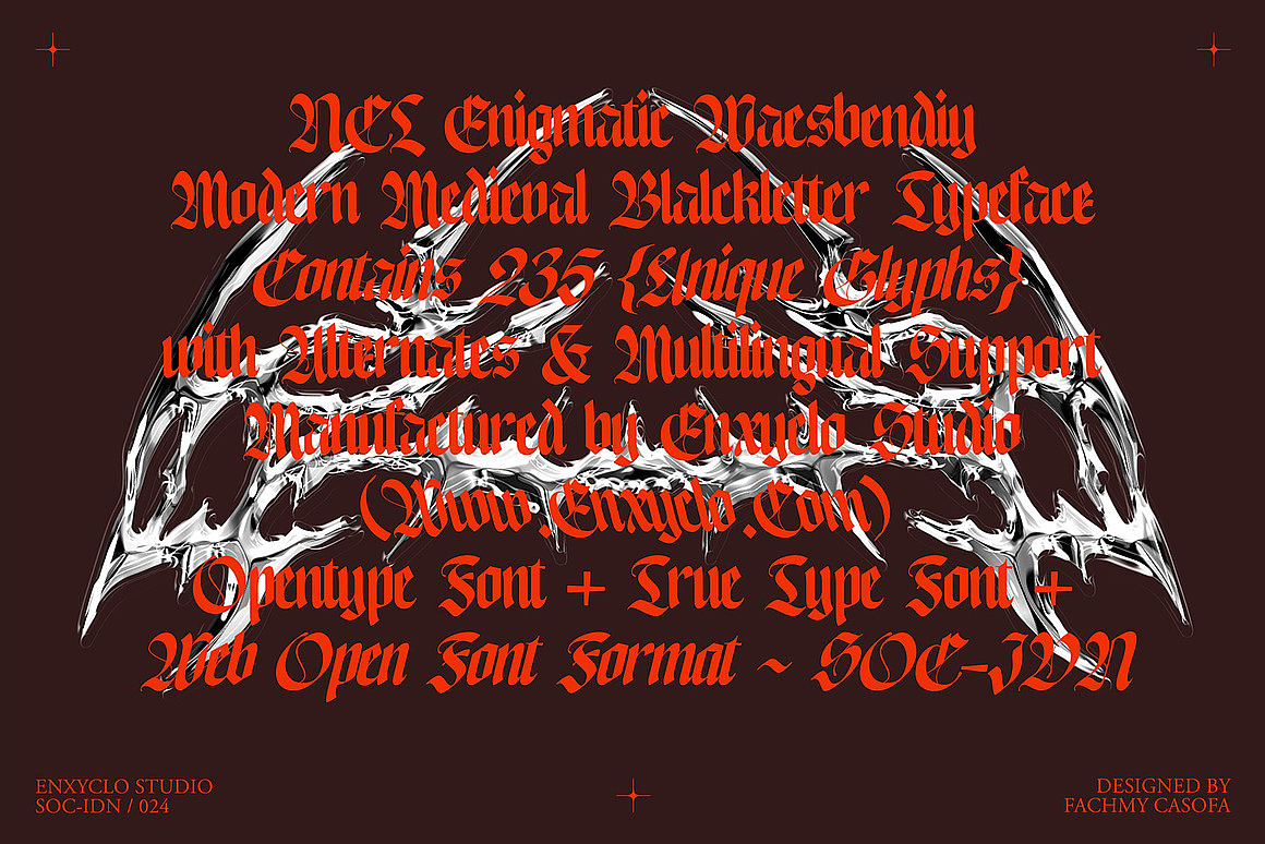 中世纪复古神秘哥特暗黑金属摇滚海报封面标题英文字体