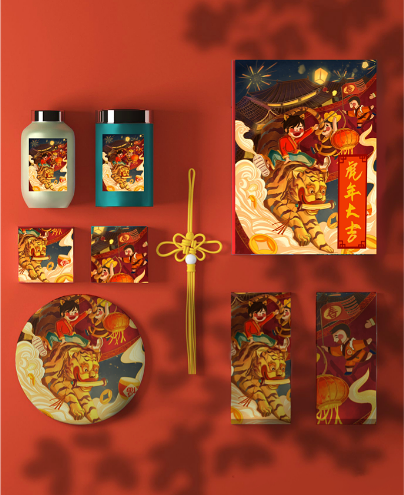 虎年迎春插画（图ZMzgxOTIyNDk2） - 包装 - 站酷设计师UU插画教室原创素材 - 站酷ZCOOL