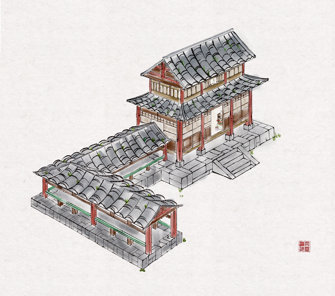 想和小姐妹们拥有一个古风小院（图ZMzgxOTQ2MzY4） - 儿童插画 - 站酷设计师赤墨琳琅原创素材 - 站酷ZCOOL