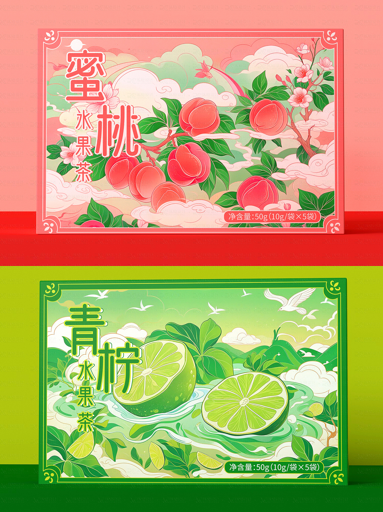 茶叶包装|花茶包装设计插画包装手绘风