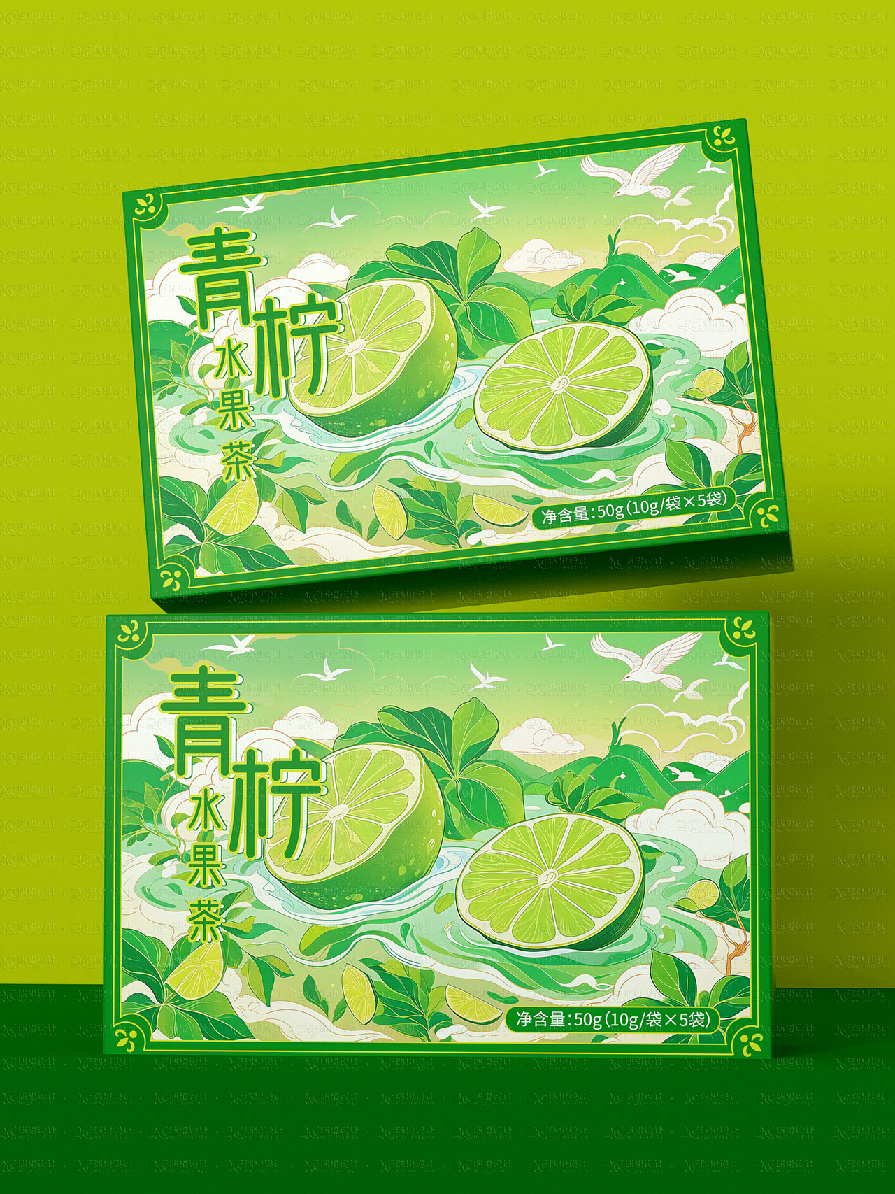 茶叶包装|花茶包装设计插画包装手绘风