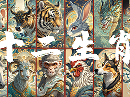 十二生肖國潮插畫設計