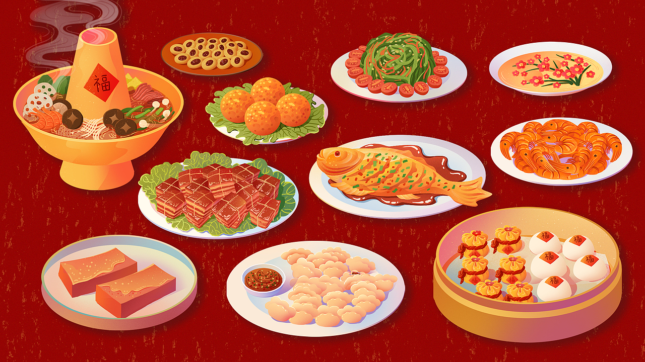 《春节的餐桌》KV插画