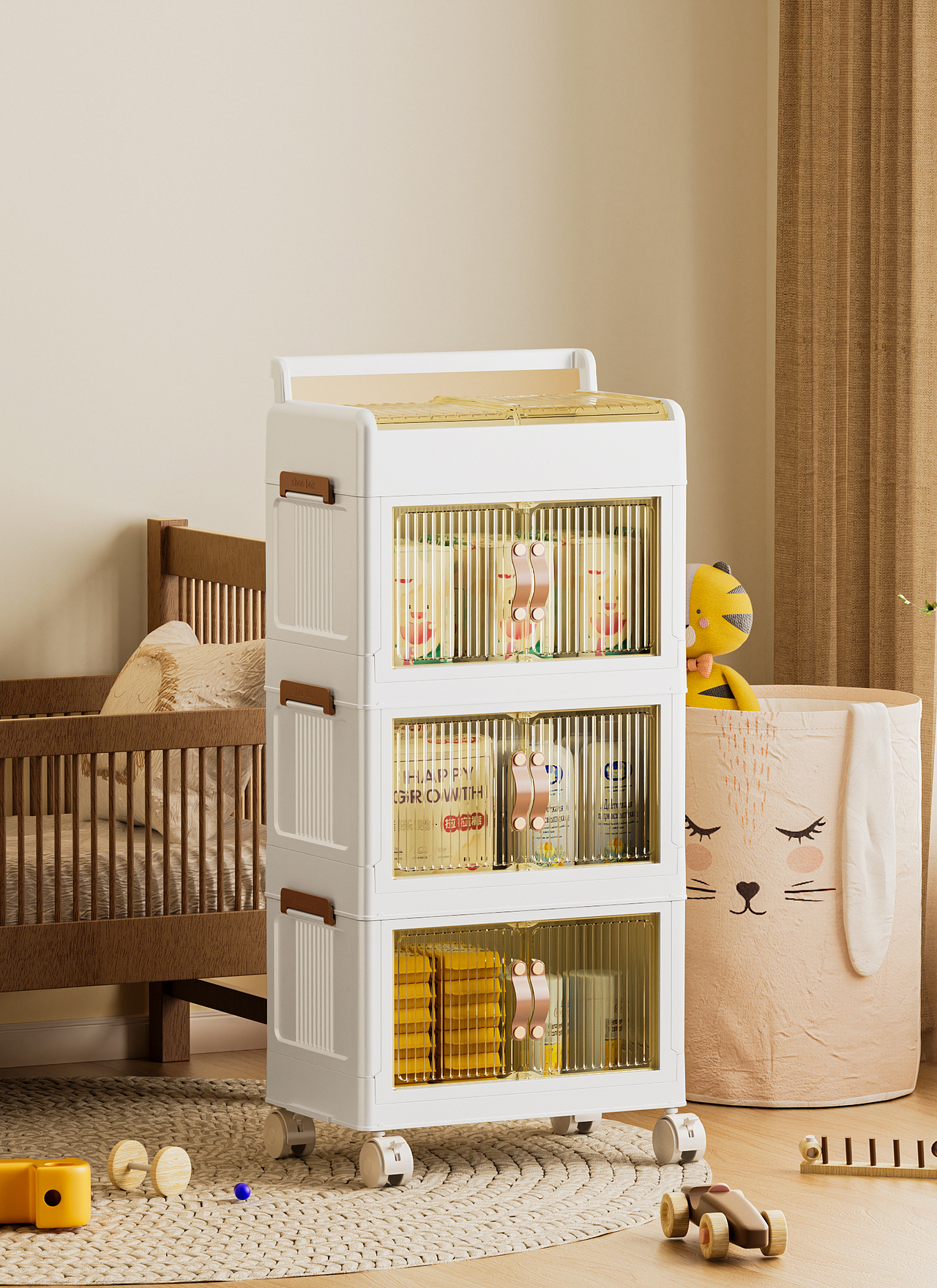 折叠收纳置物架渲染+详情