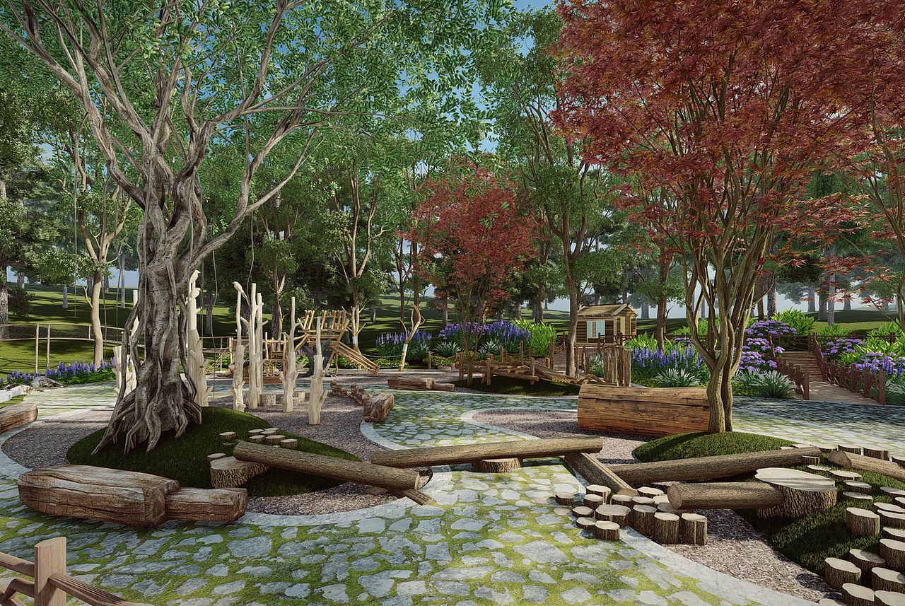 无动力户外儿童拓展乐园SU模型下载