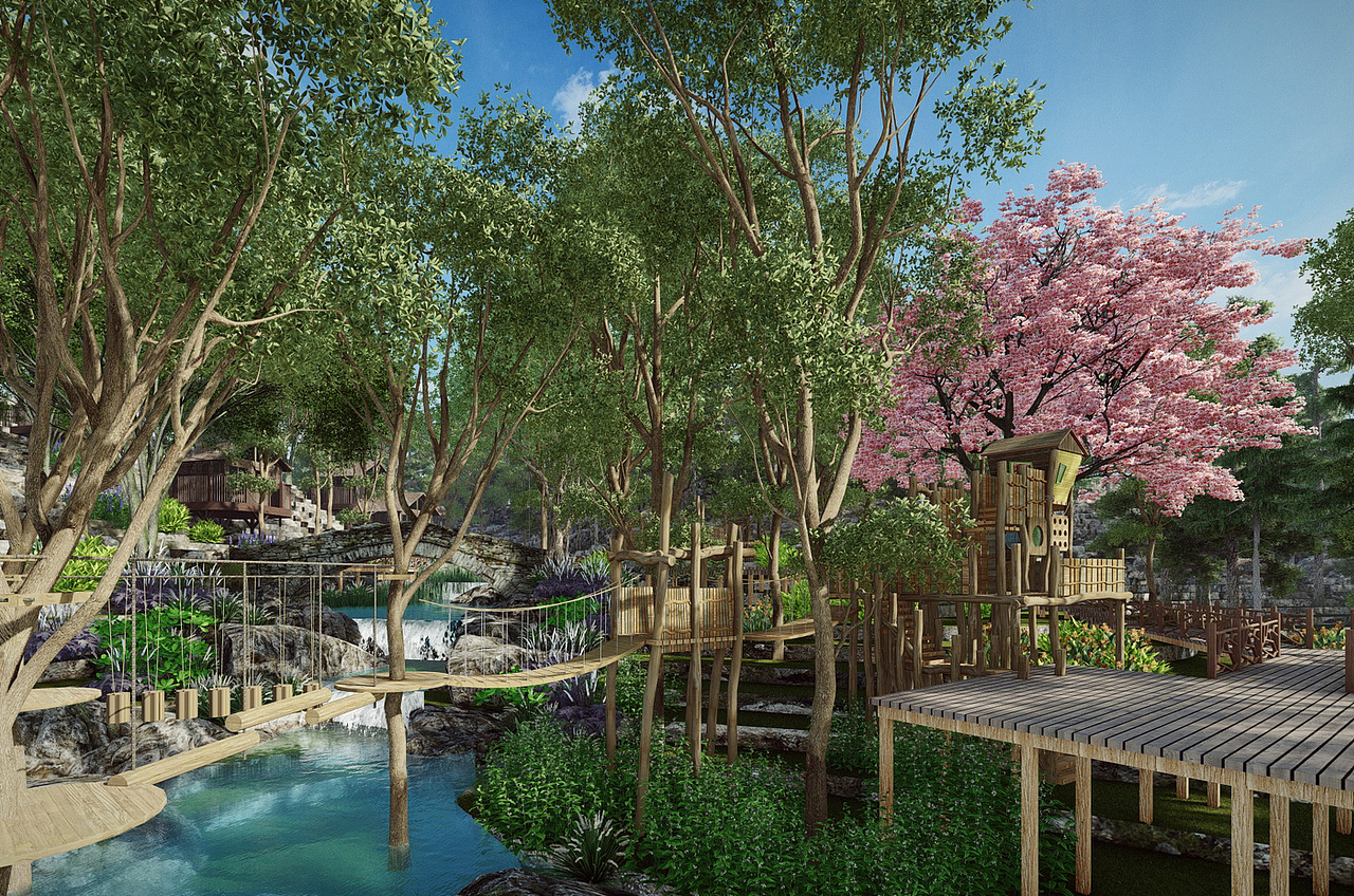 无动力户外儿童拓展乐园SU模型下载